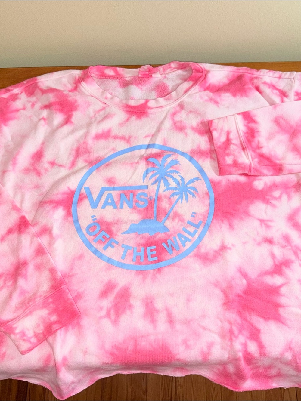 Vans Pink Tie-Dye Crewneck with Blue Logo